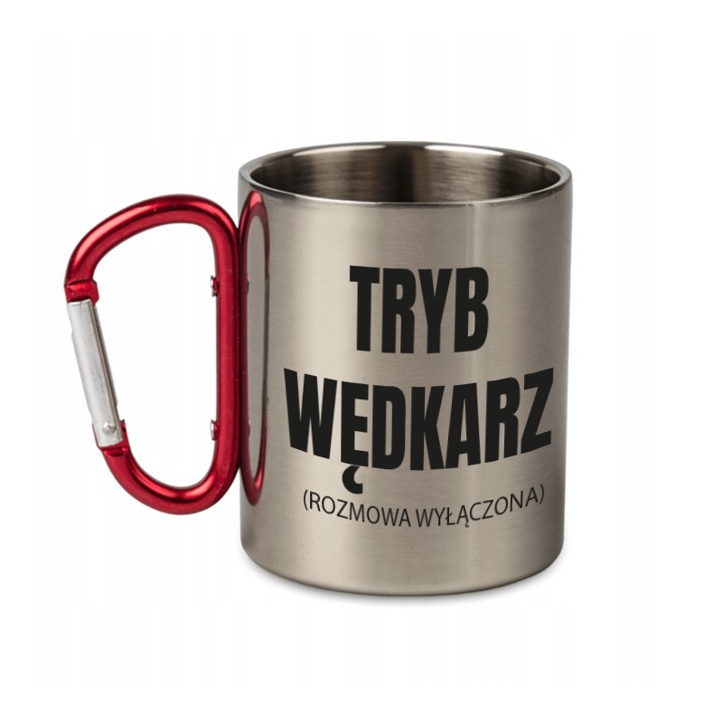 KUBEK METALOWY Z KARABIŃCZYKIEM TRYB WĘDKARZ - ROZMOWA WYŁĄCZONA 300 ML