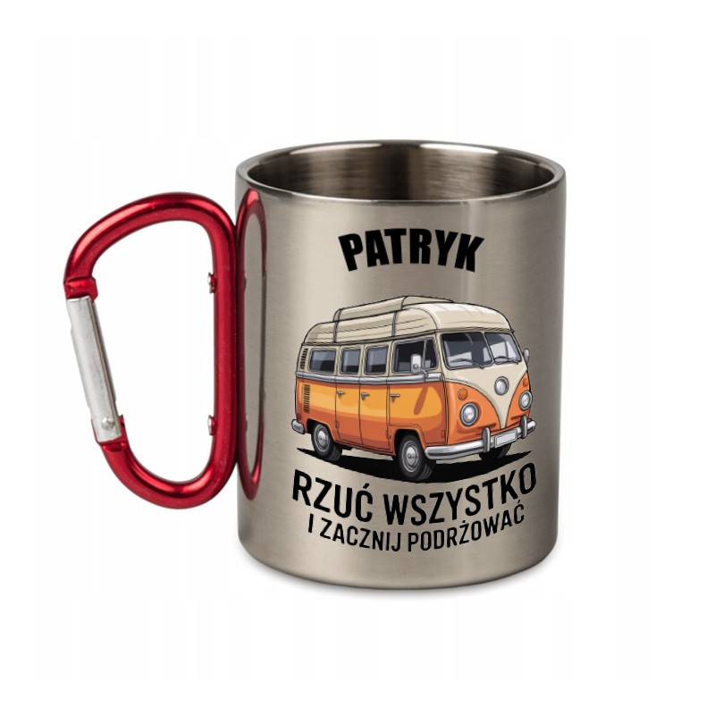 KUBEK METALOWY Z KARABIŃCZYKIEM ... RZUĆ WSZYSTKO 300 ML