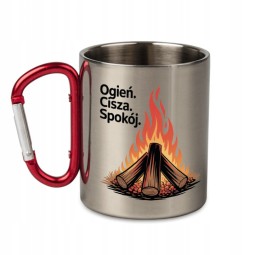 KUBEK METALOWY Z KARABIŃCZYKIEM OGIEŃ CISZA SPOKÓJ 300 ML