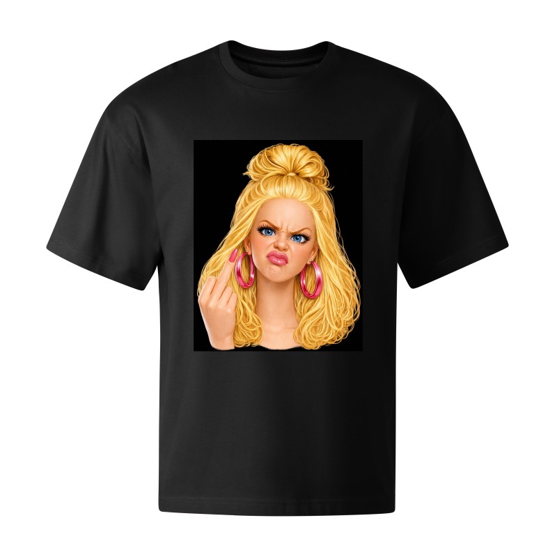 KOSZULKA CZARNA TSHIRT Z MOTYWEM BARBIE OVERSIZE BAWEŁNA