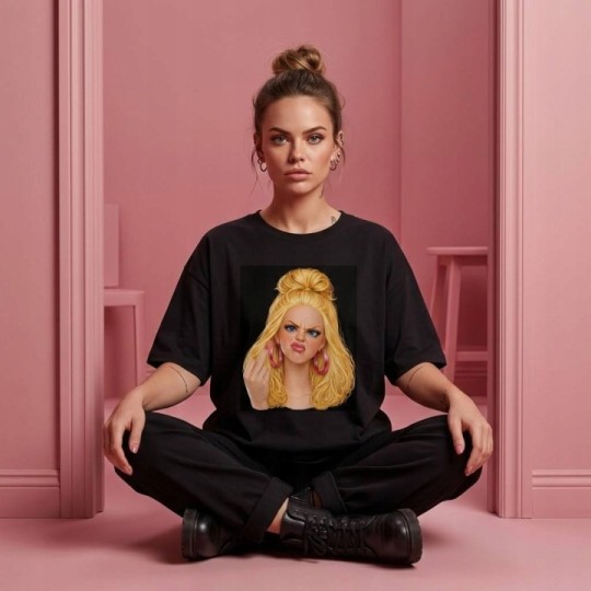 KOSZULKA CZARNA TSHIRT Z MOTYWEM BARBIE OVERSIZE BAWEŁNA