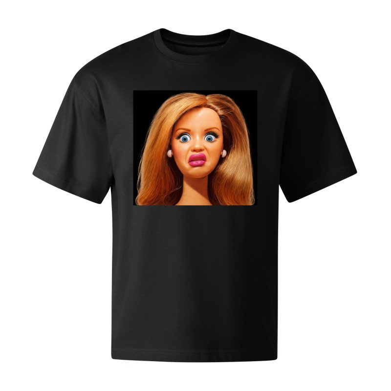 KOSZULKA CZARNA TSHIRT Z MOTYWEM BARBIE OVERSIZE BAWEŁNA