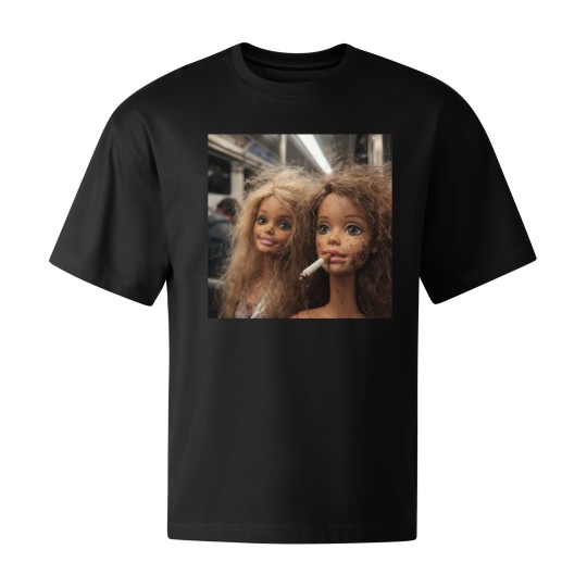 KOSZULKA CZARNA TSHIRT Z MOTYWEM BARBIE OVERSIZE BAWEŁNA