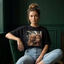 KOSZULKA CZARNA TSHIRT Z MOTYWEM BARBIE OVERSIZE BAWEŁNA