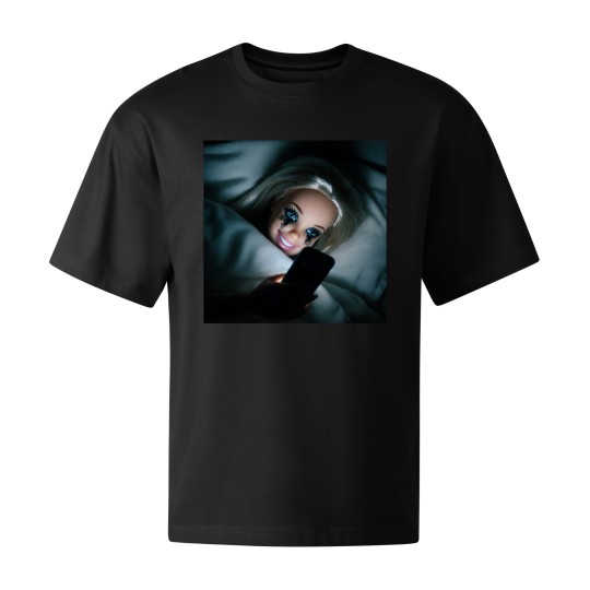 KOSZULKA CZARNA TSHIRT Z MOTYWEM BARBIE OVERSIZE BAWEŁNA