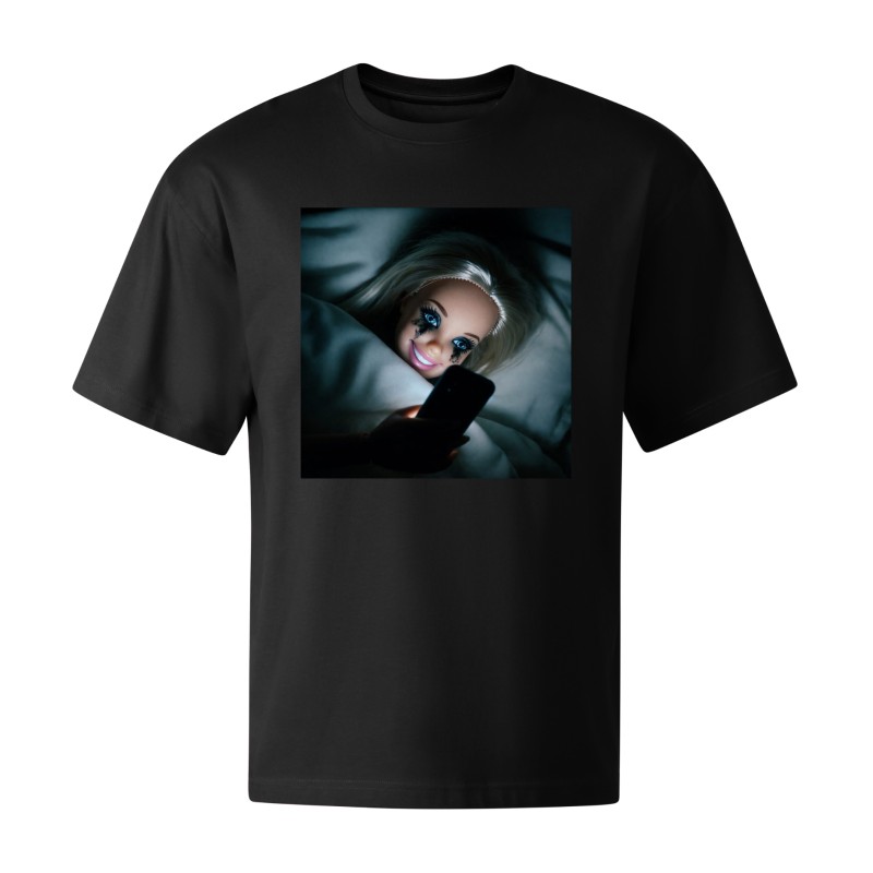 KOSZULKA CZARNA TSHIRT Z MOTYWEM BARBIE OVERSIZE BAWEŁNA