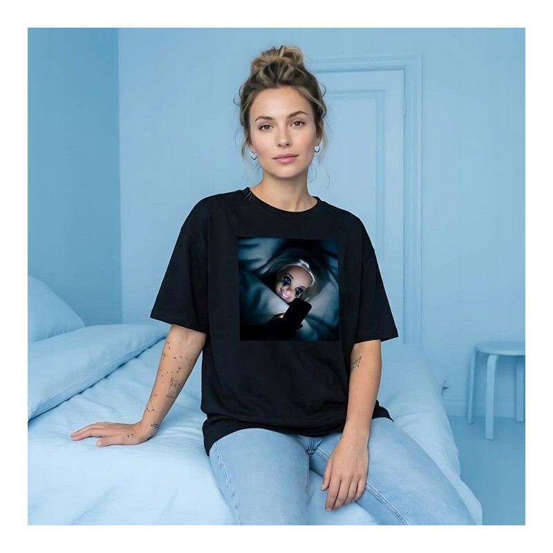 KOSZULKA CZARNA TSHIRT Z MOTYWEM BARBIE OVERSIZE BAWEŁNA