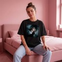 KOSZULKA CZARNA TSHIRT Z MOTYWEM BARBIE OVERSIZE BAWEŁNA