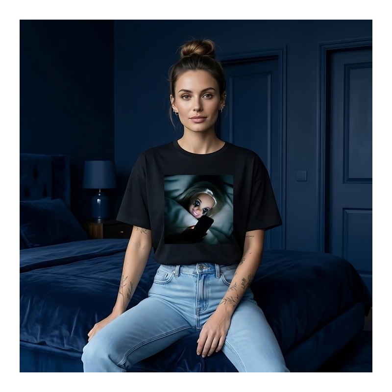 KOSZULKA CZARNA TSHIRT Z MOTYWEM BARBIE OVERSIZE BAWEŁNA