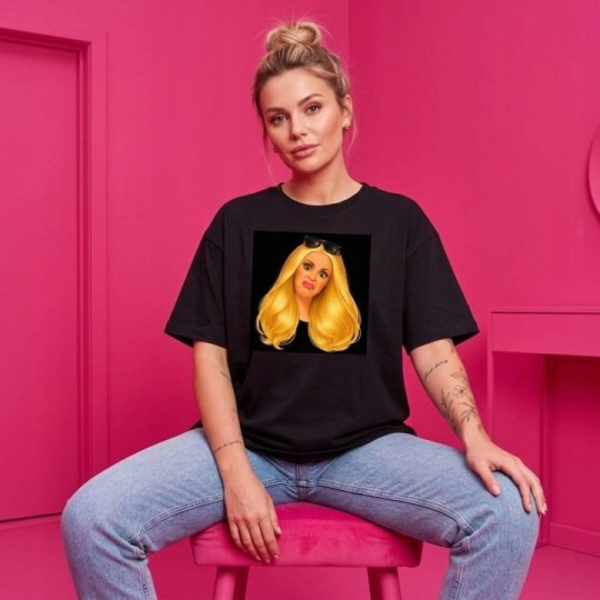 KOSZULKA CZARNA TSHIRT Z MOTYWEM BARBIE OVERSIZE BAWEŁNA