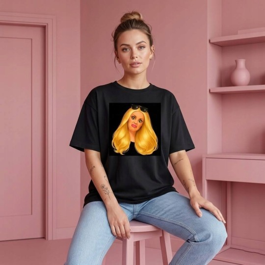 KOSZULKA CZARNA TSHIRT Z MOTYWEM BARBIE OVERSIZE BAWEŁNA