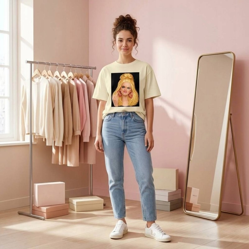 KOSZULKA BUTTERCREAM TSHIRT Z MOTYWEM BARBIE OVERSIZE BAWEŁNA