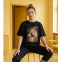 KOSZULKA Z BARBIE CZARNA OVERSIVE GRUBA MEM DISGUSTED DOLL FACE