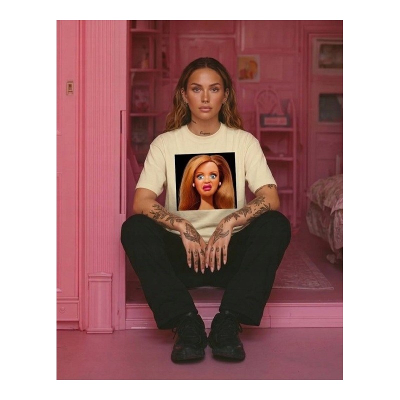 KOSZULKA BUTTERCREAM TSHIRT Z MOTYWEM BARBIE OVERSIZE BAWEŁNA