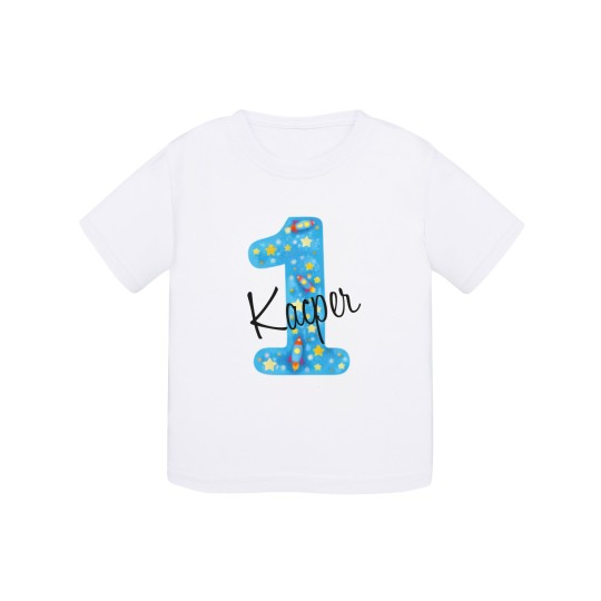 KOSZULKA DZIECIĘCA NA PIERWSZE URODZINY DLA CHŁOPCA BIAŁA