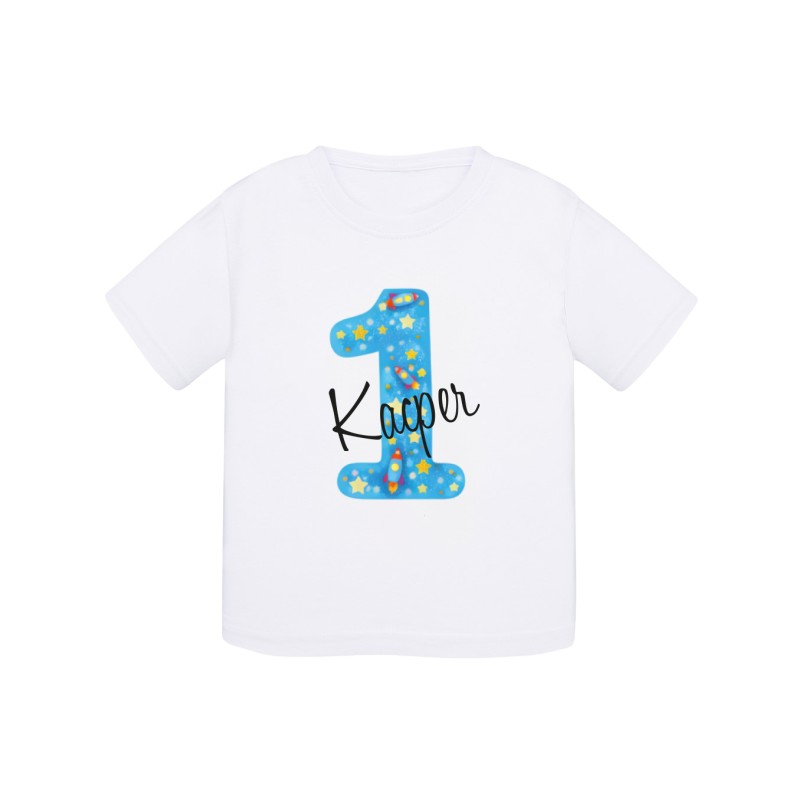 KOSZULKA DZIECIĘCA NA PIERWSZE URODZINY DLA CHŁOPCA BIAŁA