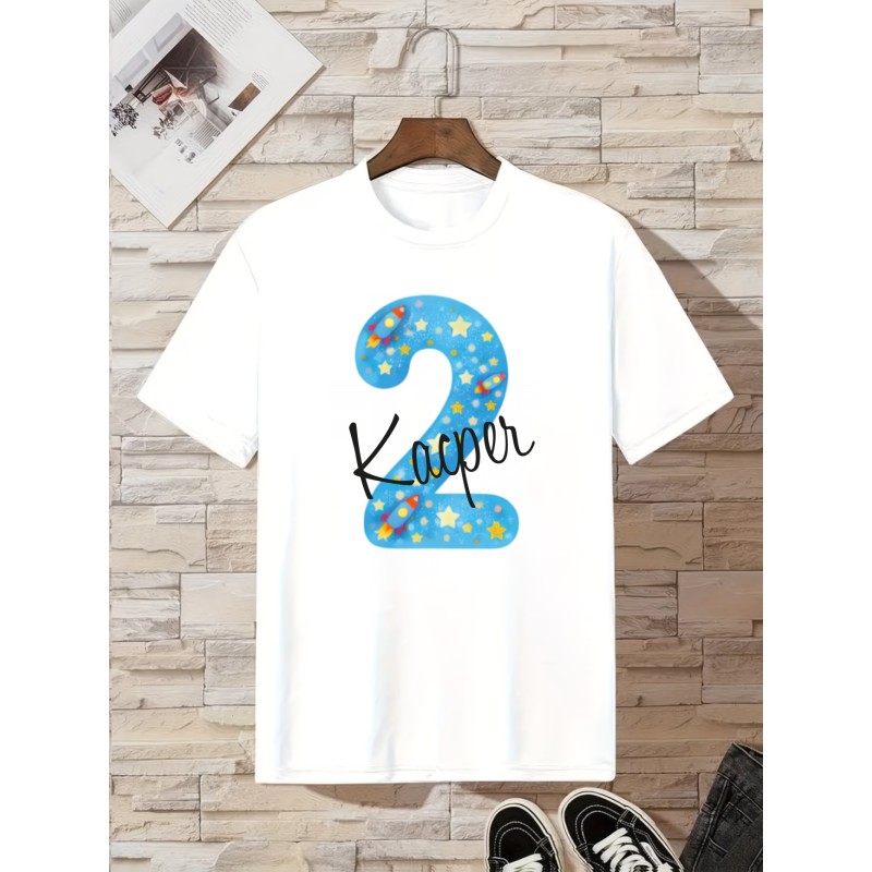 KOSZULKA DZIECIĘCA NA DRUGIE URODZINY DLA CHŁPCA BIAŁA