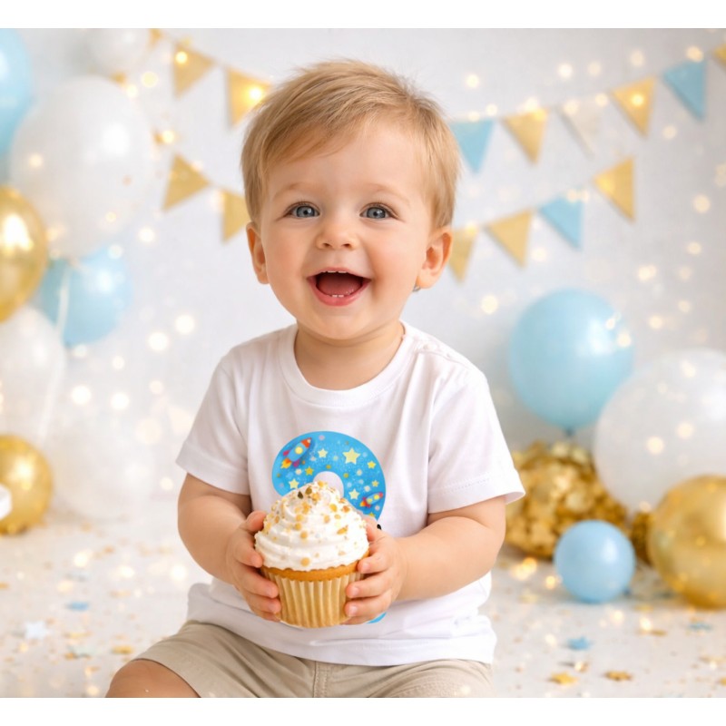 KOSZULKA DZIECIĘCA NA DRUGIE URODZINY DLA CHŁPCA BIAŁA