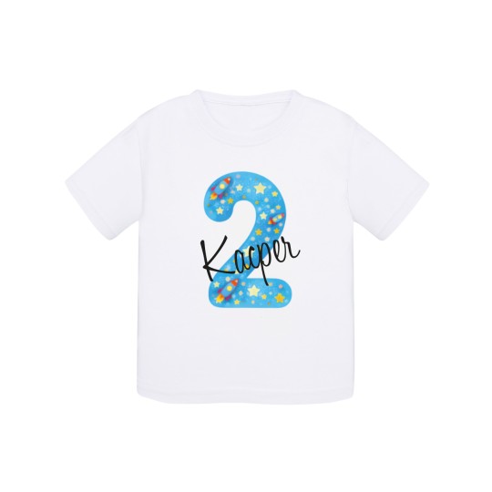 KOSZULKA DZIECIĘCA NA DRUGIE URODZINY DLA CHŁPCA BIAŁA