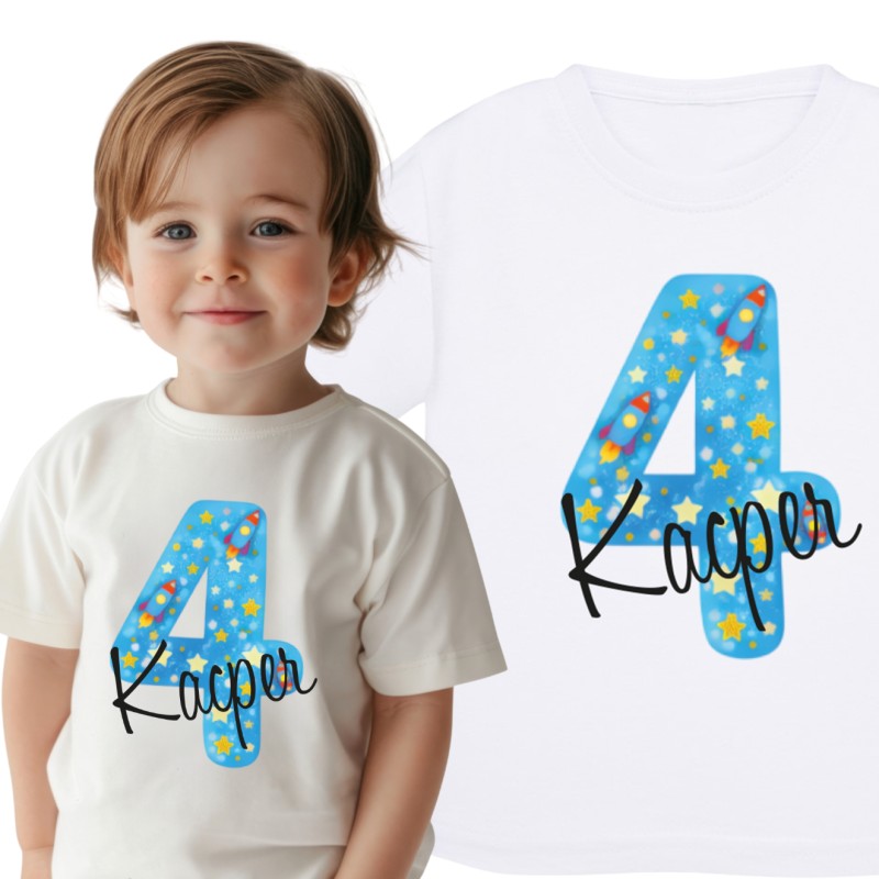 KOSZULKA DZIECIĘCA NA CZWARTE URODZINY DLA DZIEWCZYNKI BIAŁA