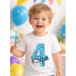 KOSZULKA DZIECIĘCA NA CZWARTE URODZINY DLA DZIEWCZYNKI BIAŁA