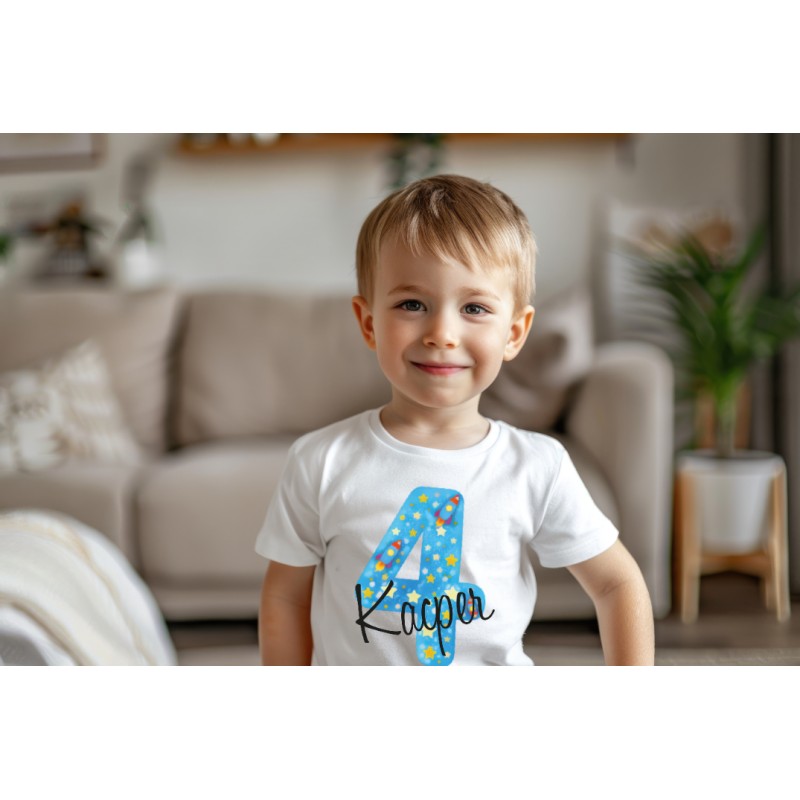 KOSZULKA DZIECIĘCA NA CZWARTE URODZINY DLA DZIEWCZYNKI BIAŁA