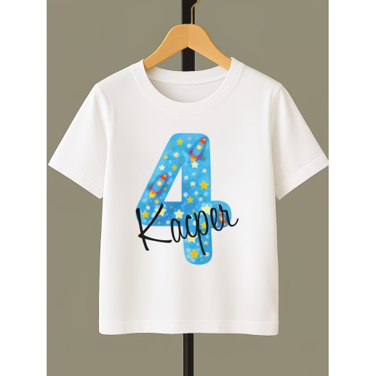 KOSZULKA DZIECIĘCA NA CZWARTE URODZINY DLA DZIEWCZYNKI BIAŁA