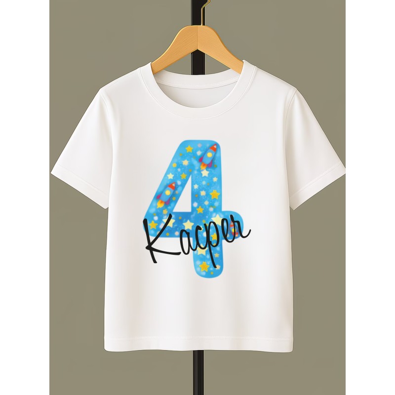 KOSZULKA DZIECIĘCA NA CZWARTE URODZINY DLA DZIEWCZYNKI BIAŁA