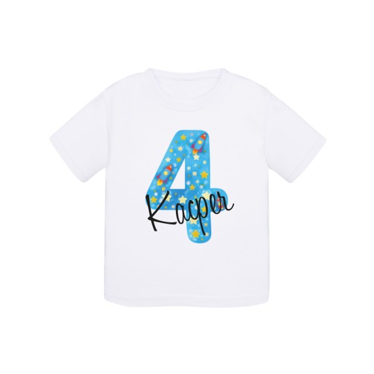 KOSZULKA DZIECIĘCA NA CZWARTE URODZINY DLA DZIEWCZYNKI BIAŁA