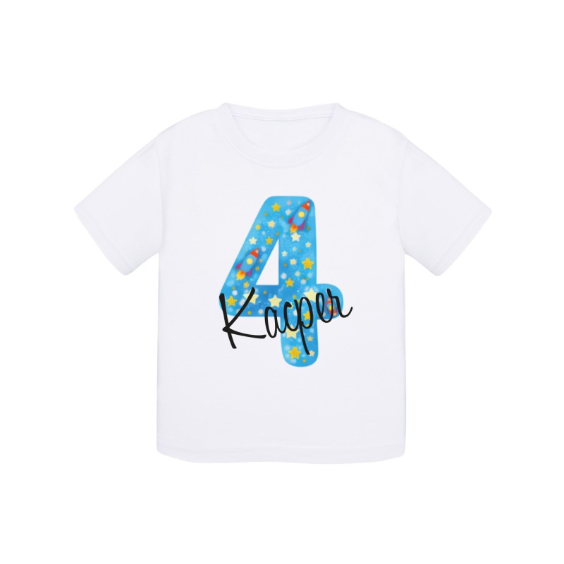 KOSZULKA DZIECIĘCA NA CZWARTE URODZINY DLA DZIEWCZYNKI BIAŁA