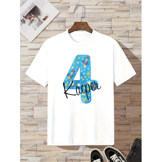 KOSZULKA DZIECIĘCA NA CZWARTE URODZINY DLA DZIEWCZYNKI BIAŁA