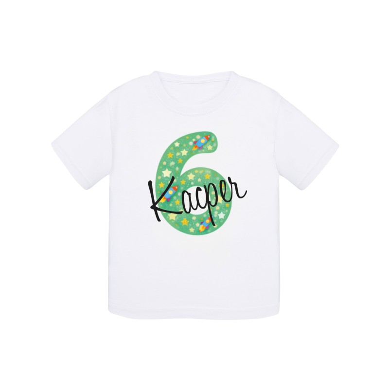 KOSZULKA DZIECIĘCA NA SZÓSTE URODZINY DLA DZIEWCZYNKI BIAŁA