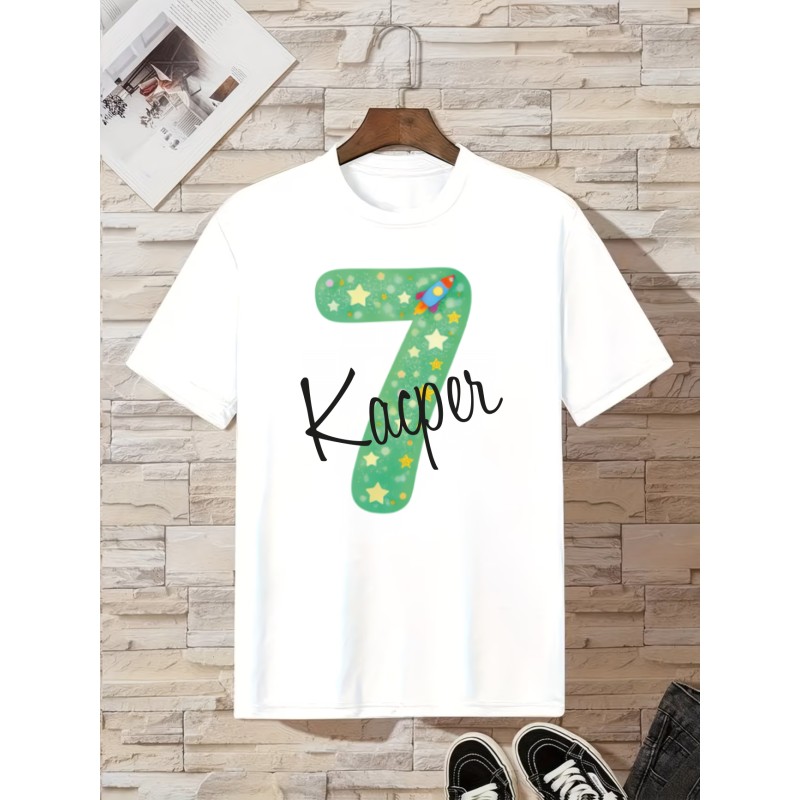 KOSZULKA DZIECIĘCA NA SIÓDME URODZINY DLA CHŁOPCA BIAŁA