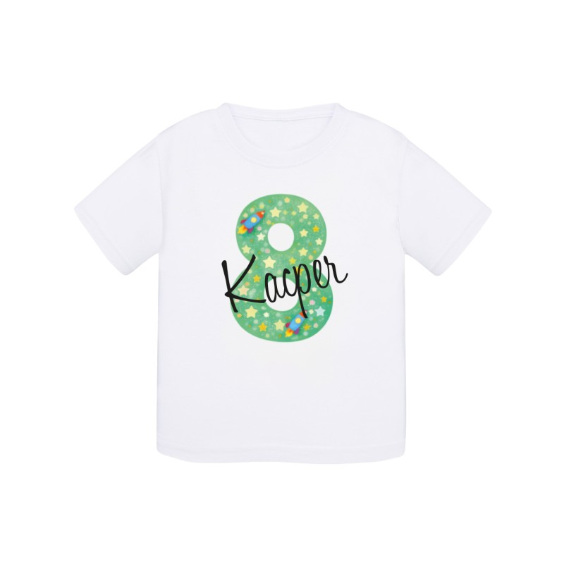 KOSZULKA DZIECIĘCA NA ÓSME URODZINY DLA CHŁOPCA BIAŁA