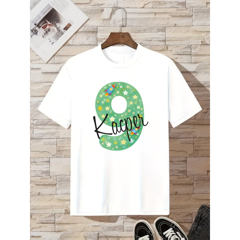 KOSZULKA DZIECIĘCA NA DZIEWIĄTE URODZINY DLA CHŁOPCA BIAŁA