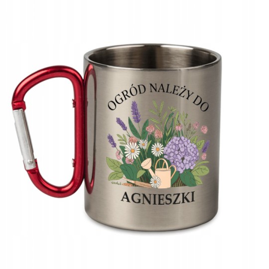 KUBEK METALOWY Z KARABIŃCZYKIEM OGRÓD NALEŻY DO 300 ML