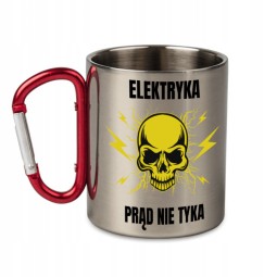 KUBEK METALOWY Z KARABIŃCZYKIEM ELEKTRYKA PRĄD NIE TYKA 300 ML