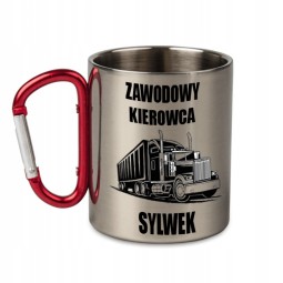 KUBEK METALOWY Z KARABIŃCZYKIEM ZAWODOWY KIEROWCA 300 ML
