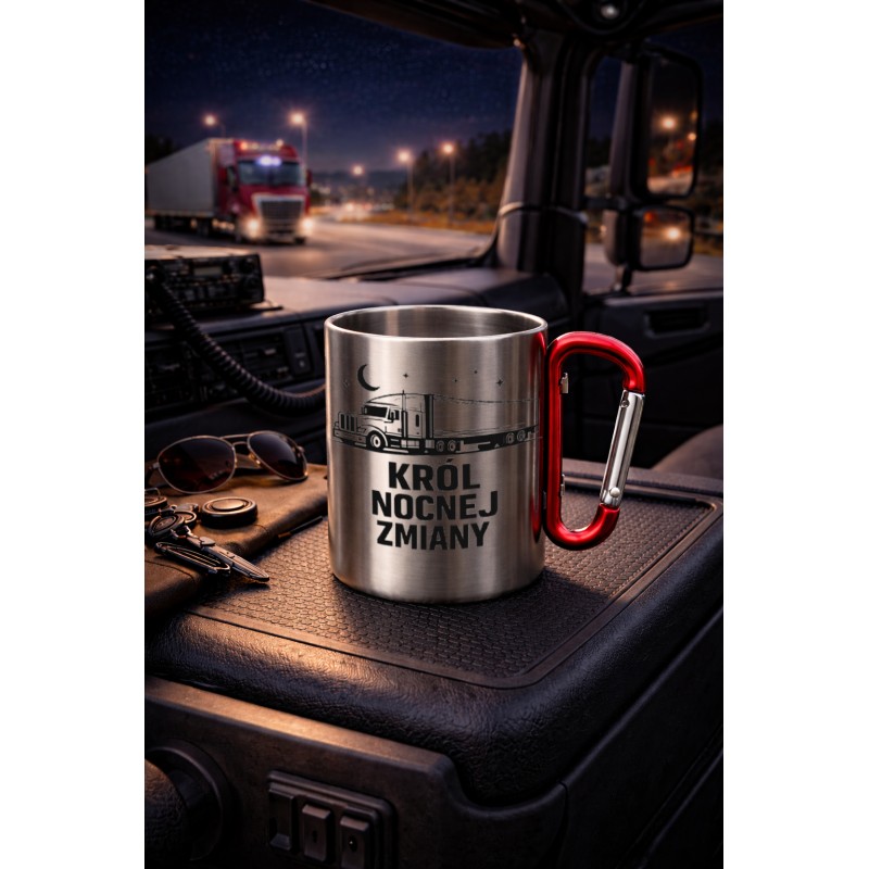 KUBEK METALOWY Z KARABIŃCZYKIEM KRÓL NOCNEJ ZMIANY 300 ML