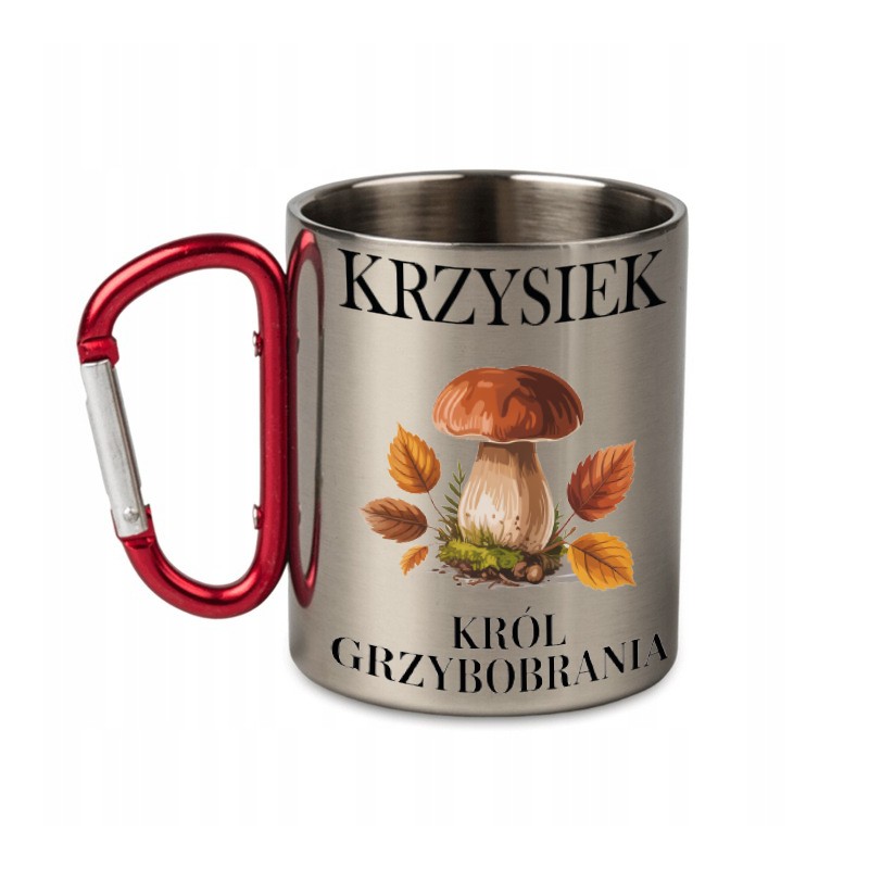 KUBEK METALOWY Z KARABIŃCZYKIEM KRÓL GRZYBOBRANIA 300 ML