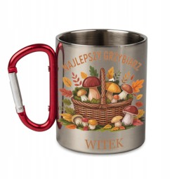 KUBEK METALOWY Z KARABIŃCZYKIEM NAJLEPSZY GRZYBIARZ 300 ML