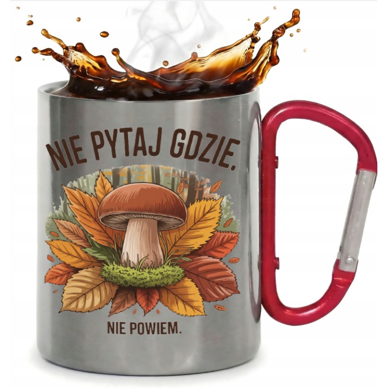 KUBEK METALOWY Z KARABIŃCZYKIEM NIE PYTAJ 300 ML
