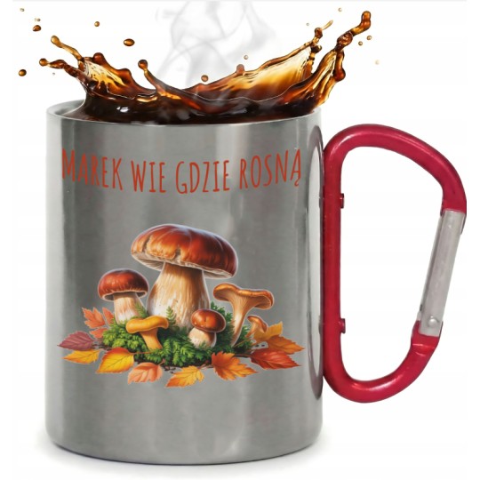KUBEK METALOWY Z KARABIŃCZYKIEM WIE GDZIE ROSNĄ 300 ML