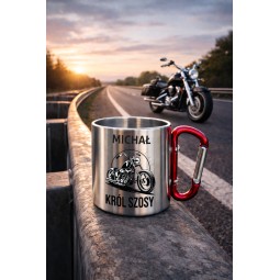 METALOWY KUBEK Z KARABIŃCZYKIEM KRÓL SZOSY 300 ML