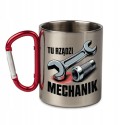METALOWY KUBEK Z KARABIŃCZYKIEM TU RZĄDZI MECHANIK 300 ML
