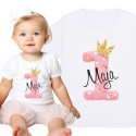 KOSZULKA DZIECIĘCA NA PIERWSZE URODZINY DLA DZIEWCZYNKI BIAŁA