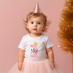 KOSZULKA DZIECIĘCA NA PIERWSZE URODZINY DLA DZIEWCZYNKI BIAŁA