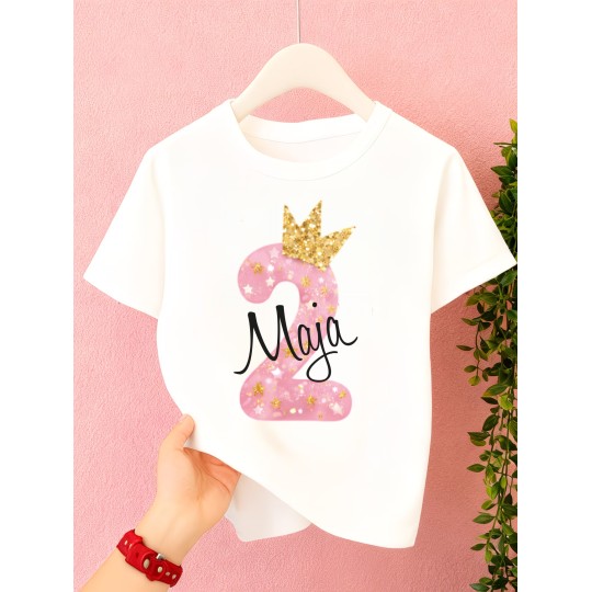 KOSZULKA DZIECIĘCA NA DRUGIE URODZINY DLA DZIEWCZYNKI BIAŁA