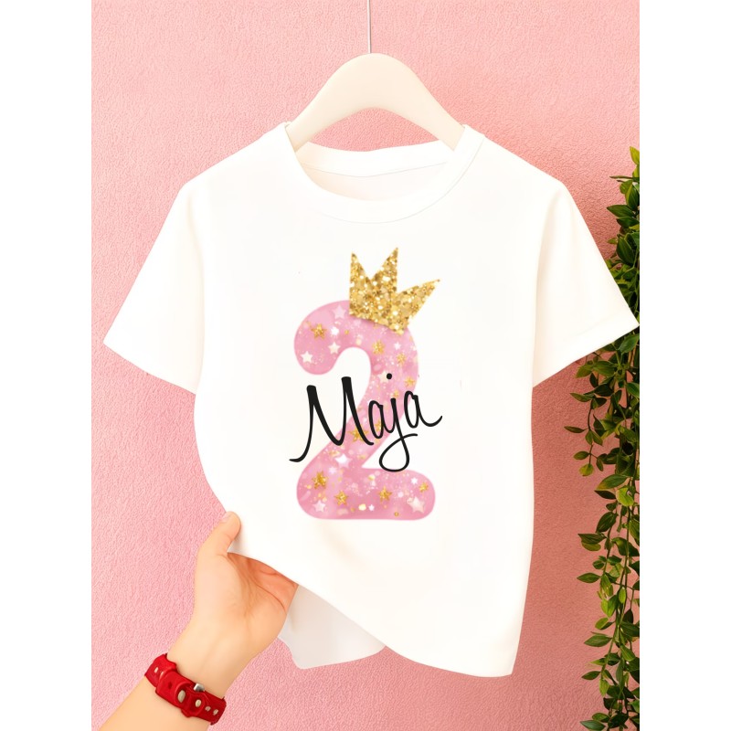 KOSZULKA DZIECIĘCA NA DRUGIE URODZINY DLA DZIEWCZYNKI BIAŁA