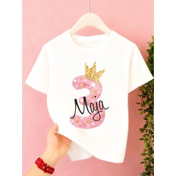 KOSZULKA DZIECIĘCA NA TRZECIE URODZINY DLA DZIEWCZYNKI BIAŁA